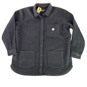 Carhartt Shirt Jacket Women 1X Grey Loose Fit Fleece Shirt Jac TW5988-W, NWT